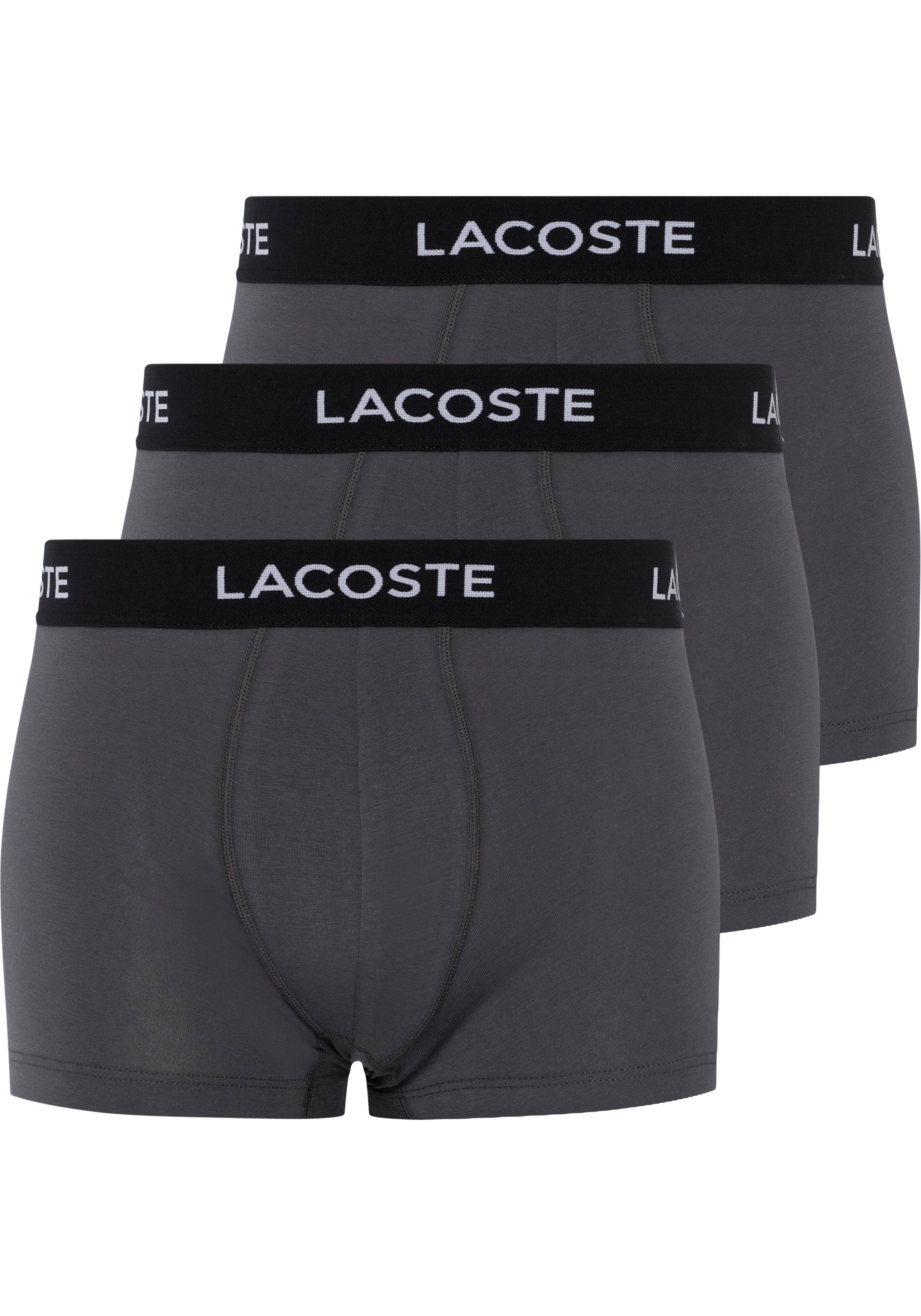 Lacoste Boxershorts (Packung, 3-St., 3er-Pack) mit Lacoste-Schriftzug am Bund grau-schwarz-weiß | Boxer anliegend