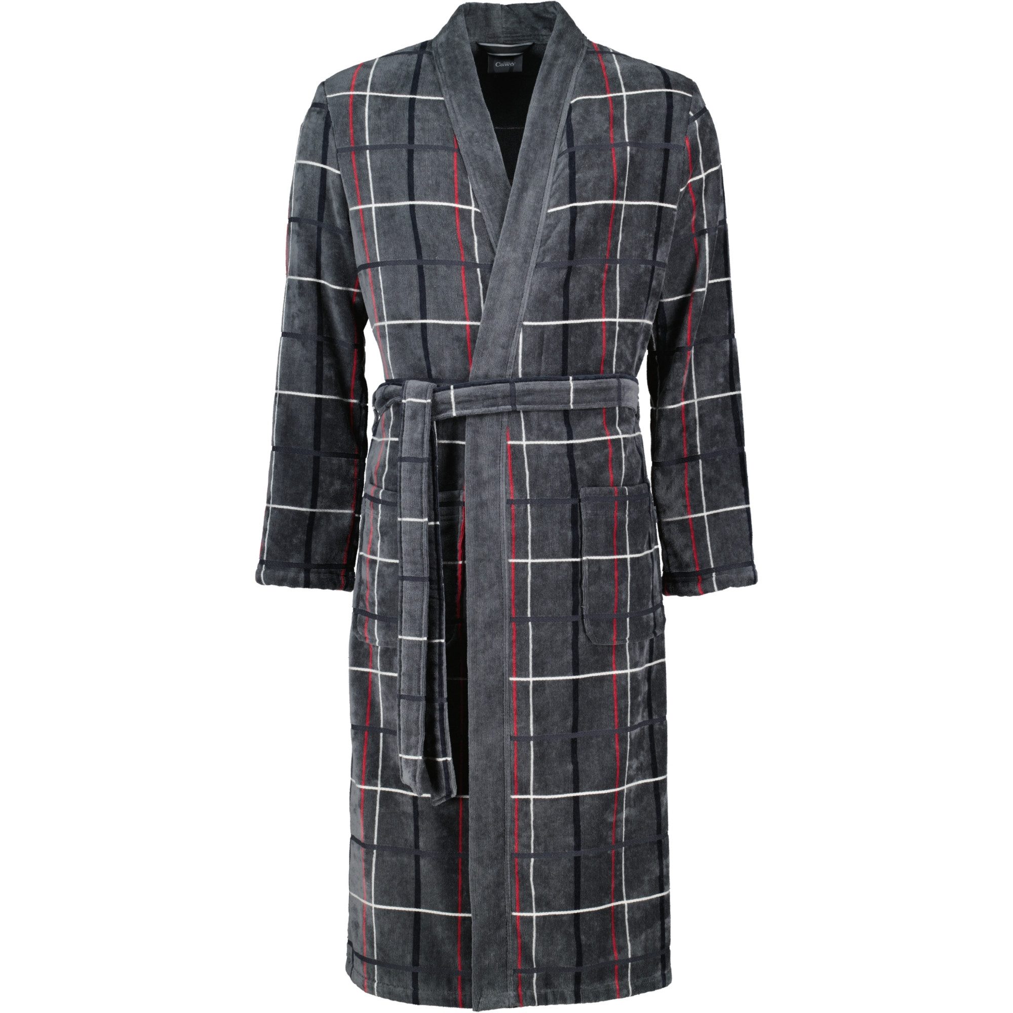 Cawö Herrenbademantel Karo 4853 Kimono Velours, Kimono, 100% Baumwolle