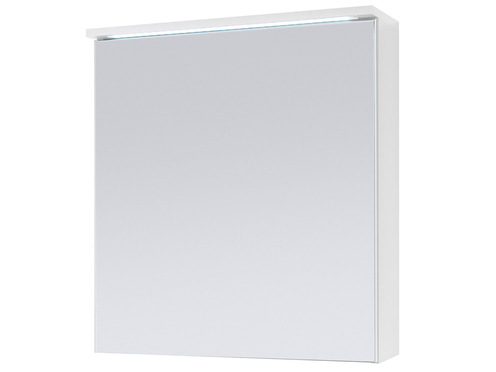 Moderner Schalter Spiegelschrank Spiegelschrank, 68 und Höhe möbelando Weiß, 2 60 Kirkja cm, Breite 1 mit aus 22,5 Tiefe in inkl. Spiegeltür, Spanplatte Korpus Stecker, Einlegeböden, cm. cm, LED-Beleuchtung.