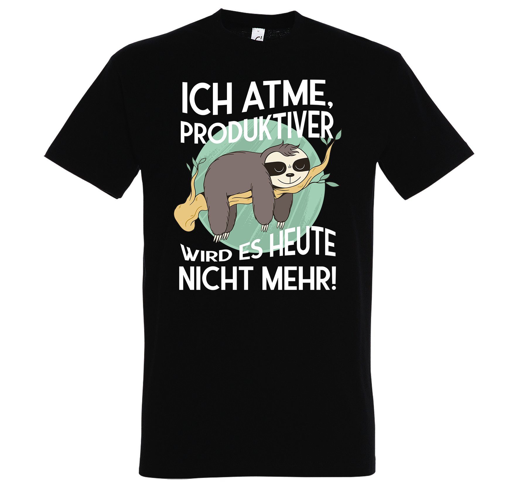 Youth Designz T-Shirt Ich es Herren heute Produktiver Atme, lustigem Schwarz wird mehr Frontprint nicht Shirt mit