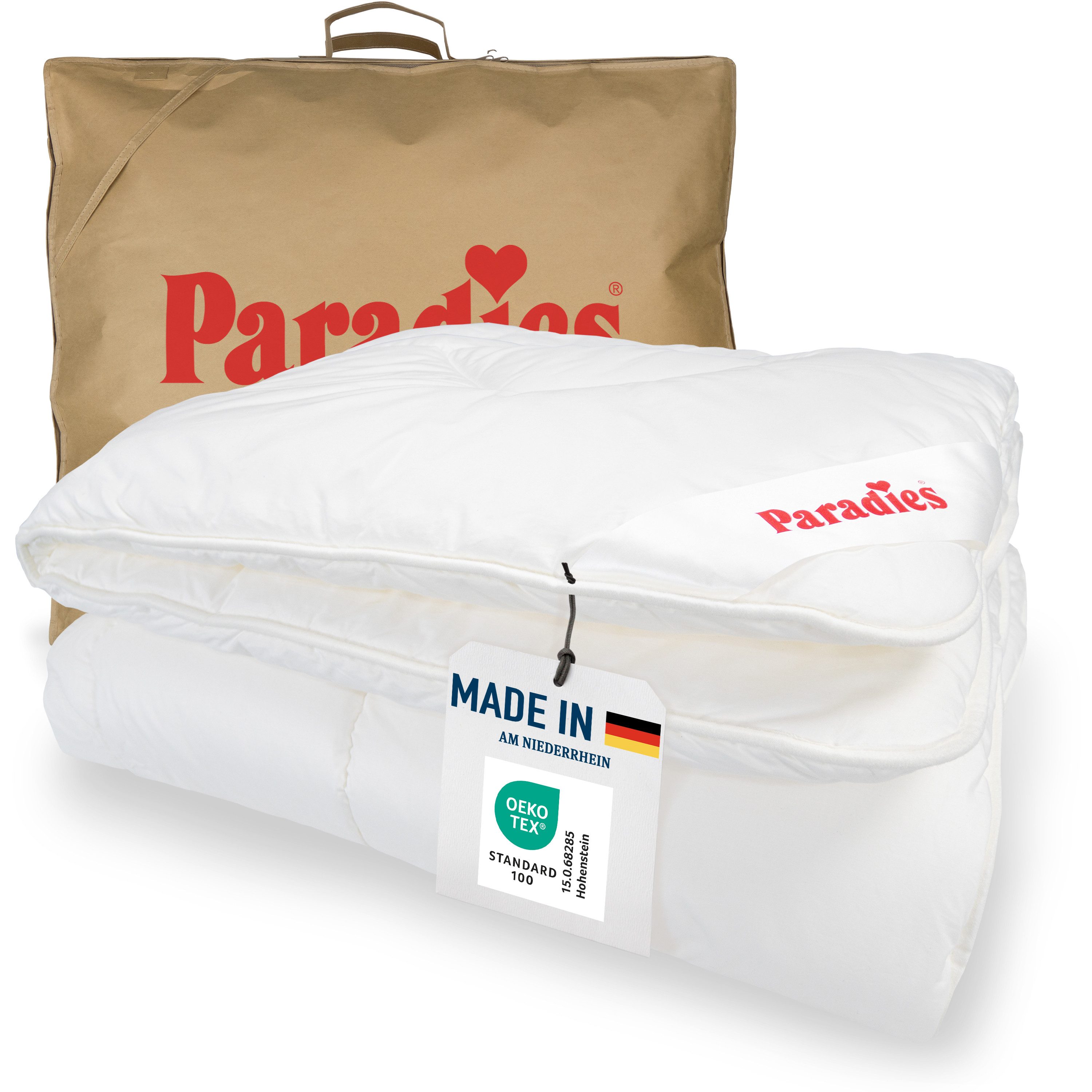 Paradies Kunstfaserbettdecke Prima Bio, Füllung: 100% Polyester, Bezug: 100% Baumwolle kbA, warme, bauschige Winterdecke