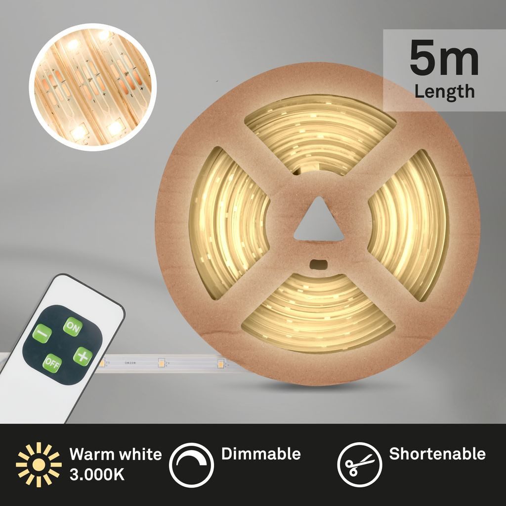 Briloner Leuchten LED-Streifen 2317150, 1-flammig, 4m, RGB, USB, mit Fernbedienung, dimmbar, selbstklebend, kürzbar, IP20