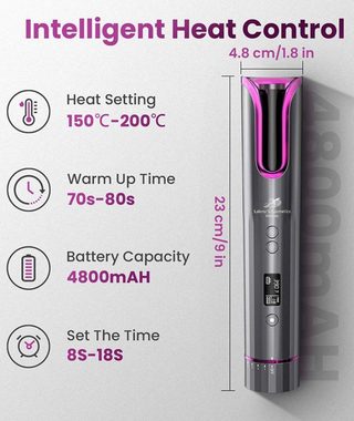 Lalano`S Cosmetics Lockenstab automatischer, kabelloser Smart Hair Curler (Lockendreher), Keramik Beschichtung mit doppelter Hitzeisolierung