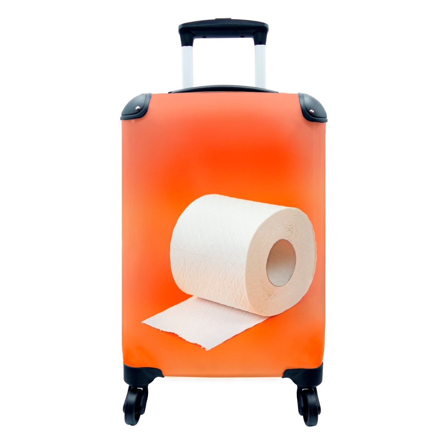 MuchoWow Handgepäckkoffer Toilettenpapier auf Orange, 4 Rollen, Reisetasche mit rollen, Handgepäck für Ferien, Trolley, Reisekoffer