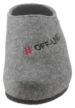 Tofee Pantoffel mit Schriftzug "#Off-Line!"