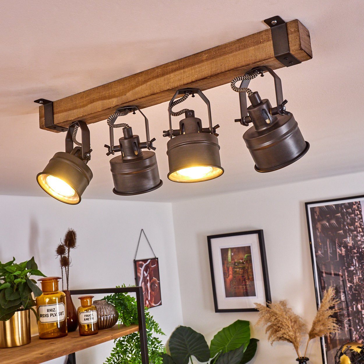 hofstein Deckenleuchte »Villanuova« Deckenlampe aus Metall/Holz günstig online kaufen