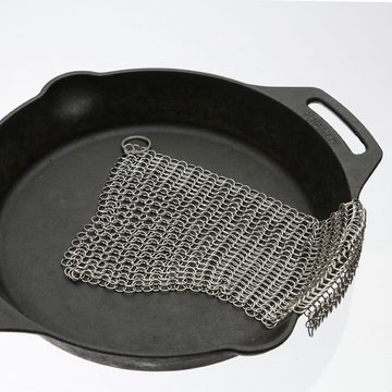 YOUCAMP Grillbürste Ringreiniger für Gusseisen Feuertöpfe Netzreiniger Edelstahl 20x20cm