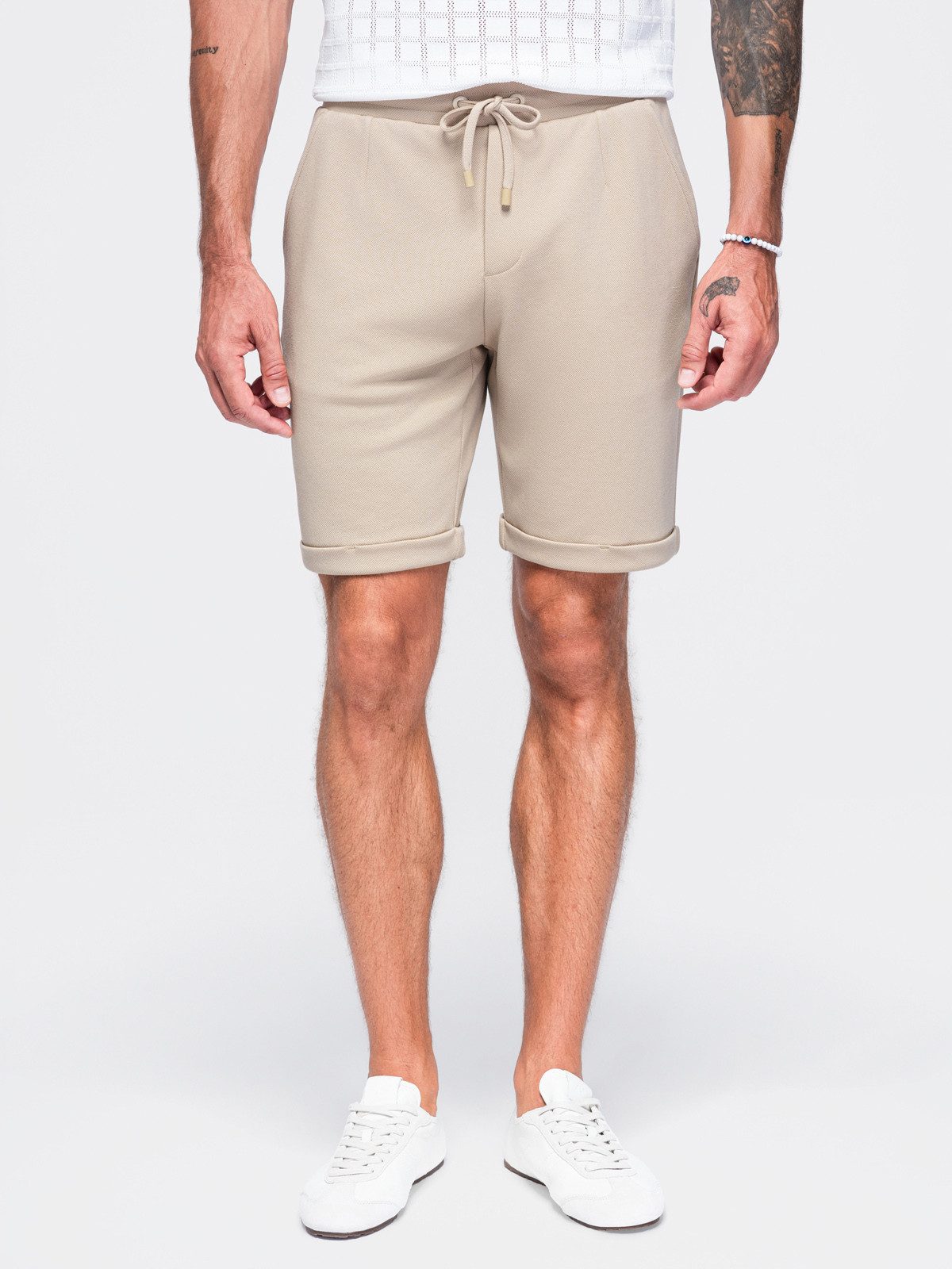 OMBRE Chinoshorts Herren Chino-Shorts mit elastischem Bund Sand XXL (kein Set, 1-tlg) in Unifarbe – Bild 3 von 5