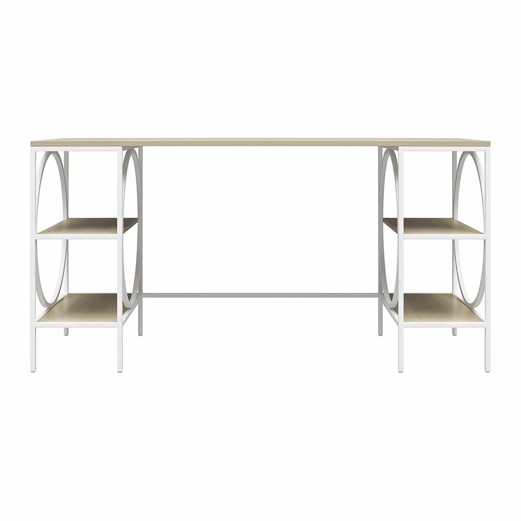 loft24 Schreibtisch Cambridge, 4 offene Fächer, Holzoptik, Metallgestell, Breite 152 cm