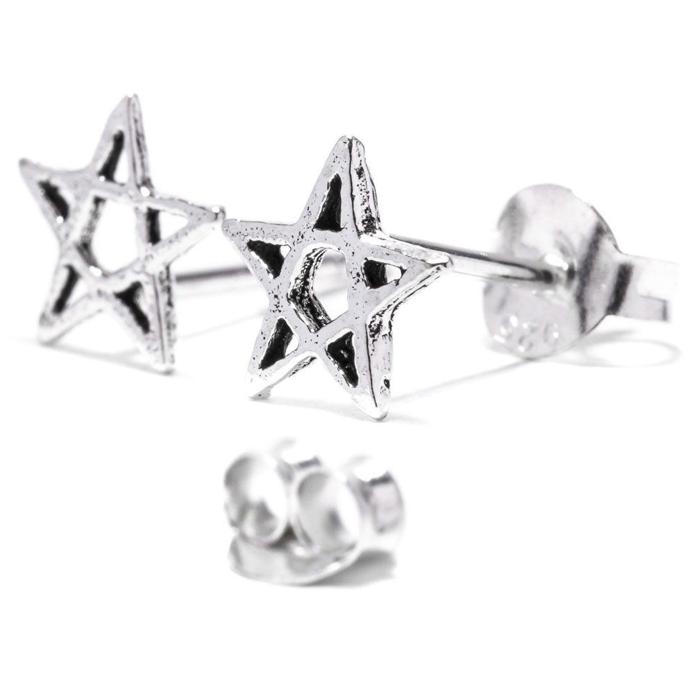 Paar Ohrstecker Ohrstecker Pentagramm klein 925er Silber Schmuck