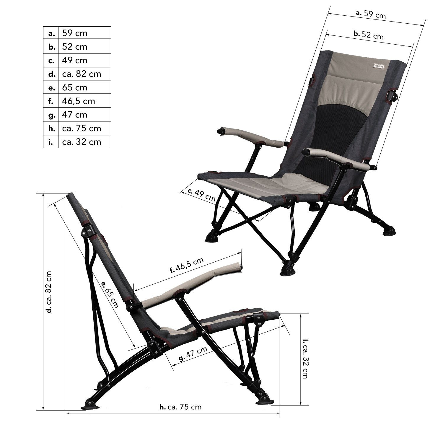 anndora Campingstuhl Angel- und Strandstuhl mit tiefer Sitzhöhe, leicht faltbar - tiefe SItzposition - praktische Schultertasche – Bild 2 von 5