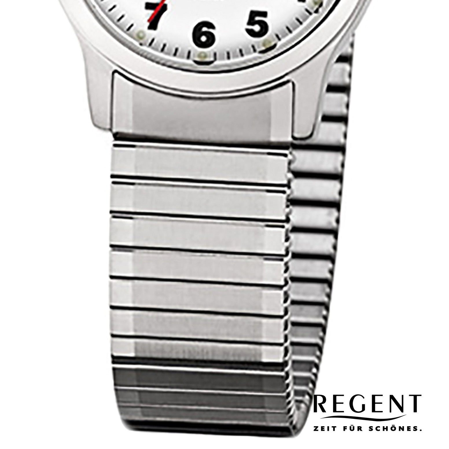 (ca. 28mm), Armbanduhr Damen Regent klein Analog F-898, silber Damen-Armbanduhr Quarzuhr Edelstahlarmband Regent rund,