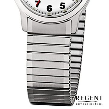 Regent Quarzuhr Regent Damen-Armbanduhr silber Analog F-898, Damen Armbanduhr rund, klein (ca. 28mm), Edelstahlarmband