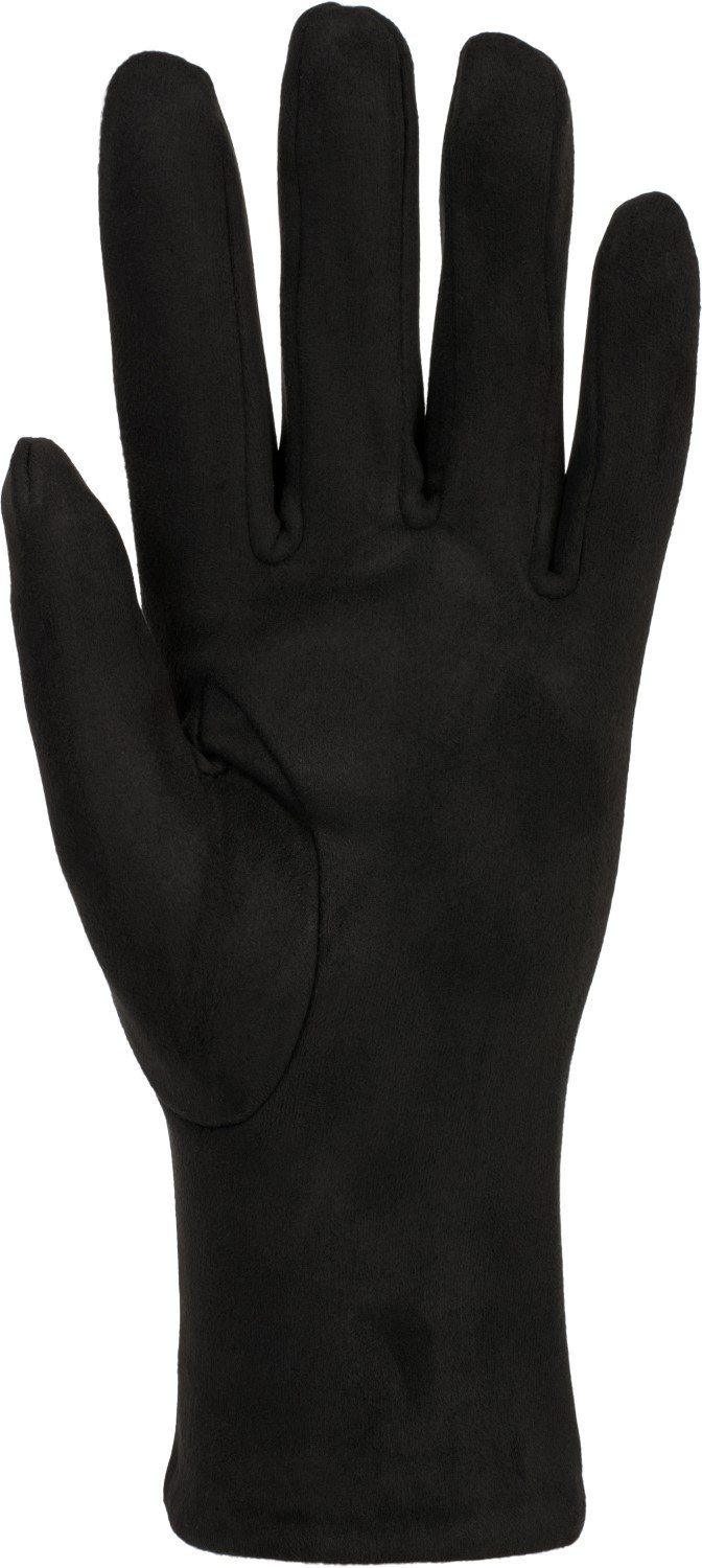Strickhandschuhe styleBREAKER in Schwarz-Grau Stoff Schlangenleder Optik Handschuhe
