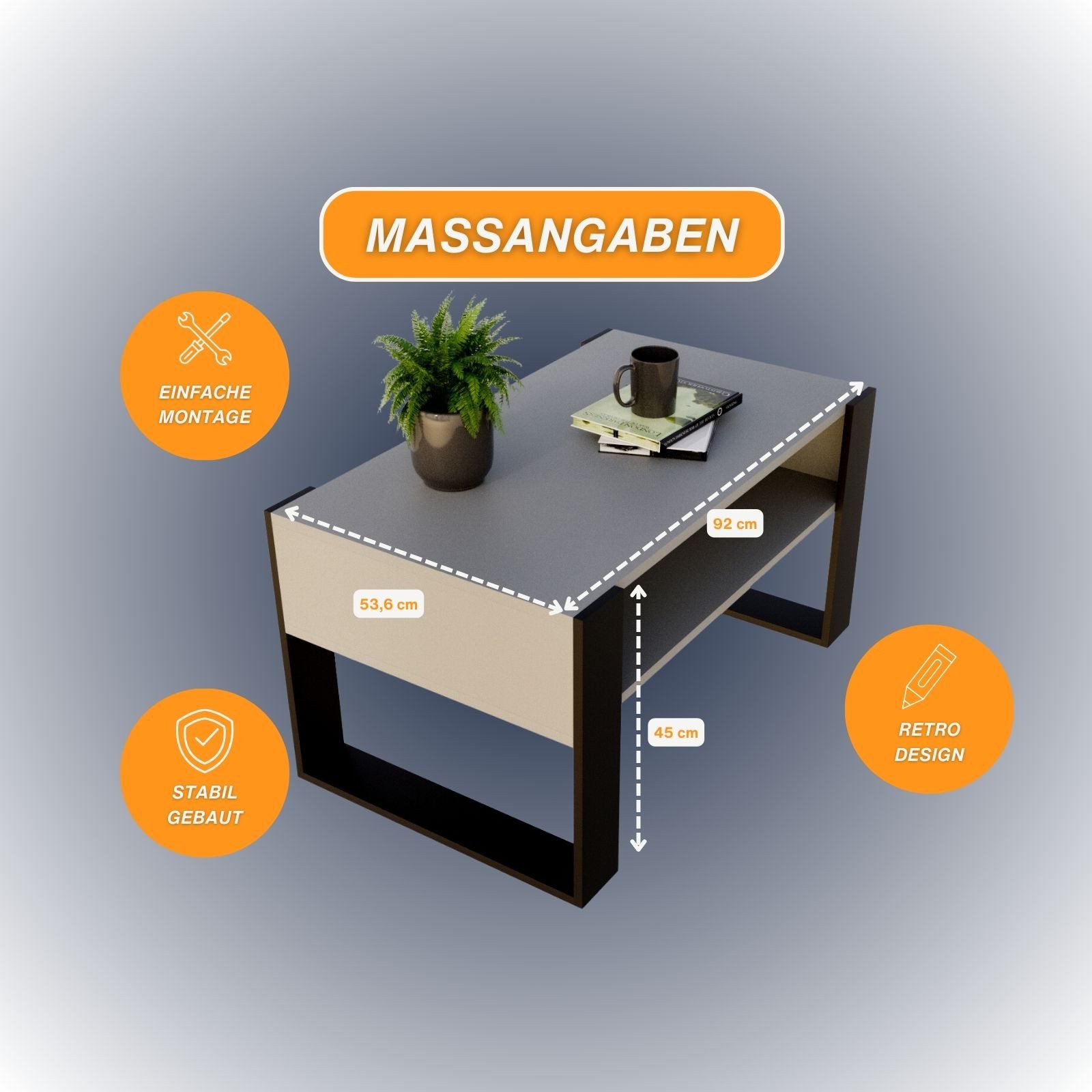 Raumhirsch Furniture Couchtisch Karo92 modern & stabil fürs Wohnzimmer aus günstig online kaufen