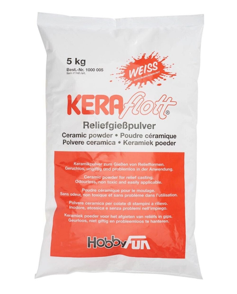 HobbyFun Modelliermasse Keraflott Reliefgießpulver 5 kg weiß, Schnelltrocknend, geruchsneutral, einfach zu verarbeiten