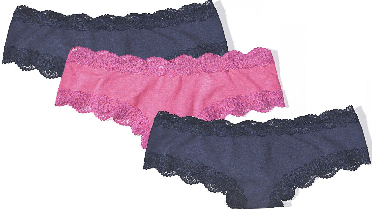 MUSTANG Panty Damen Unterwäsche Unterhose (Spar-Set, 3er-Pack) 2x Navy, 1x Pink