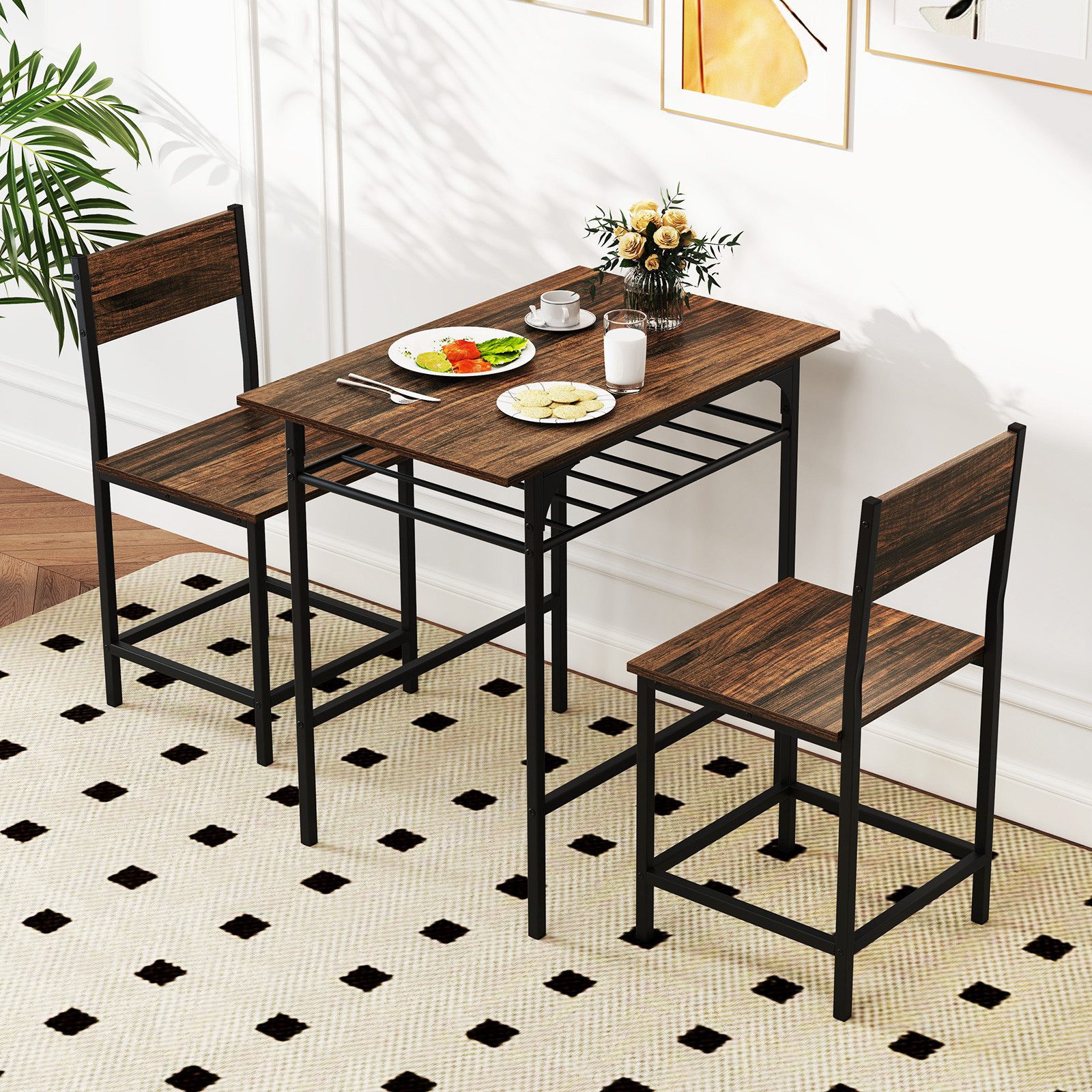 COSTWAY Essgruppe, (3-tlg), 2 stühle mit günstig online kaufen