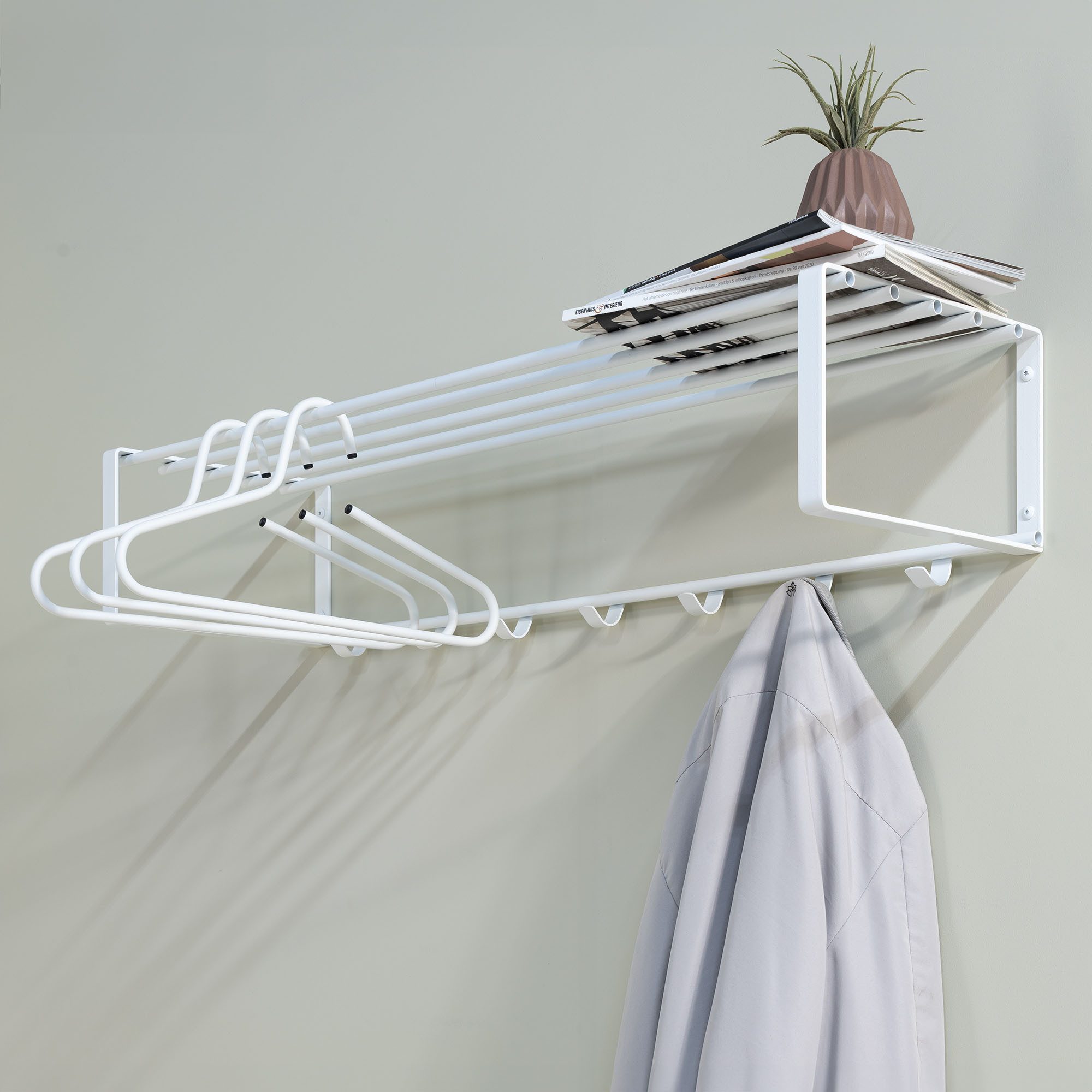 Spinder Design Шкафыleiste REX (1 St), Wandgarderobe aus Stahl mit Hutablage und 5 bzw. 7 Haken