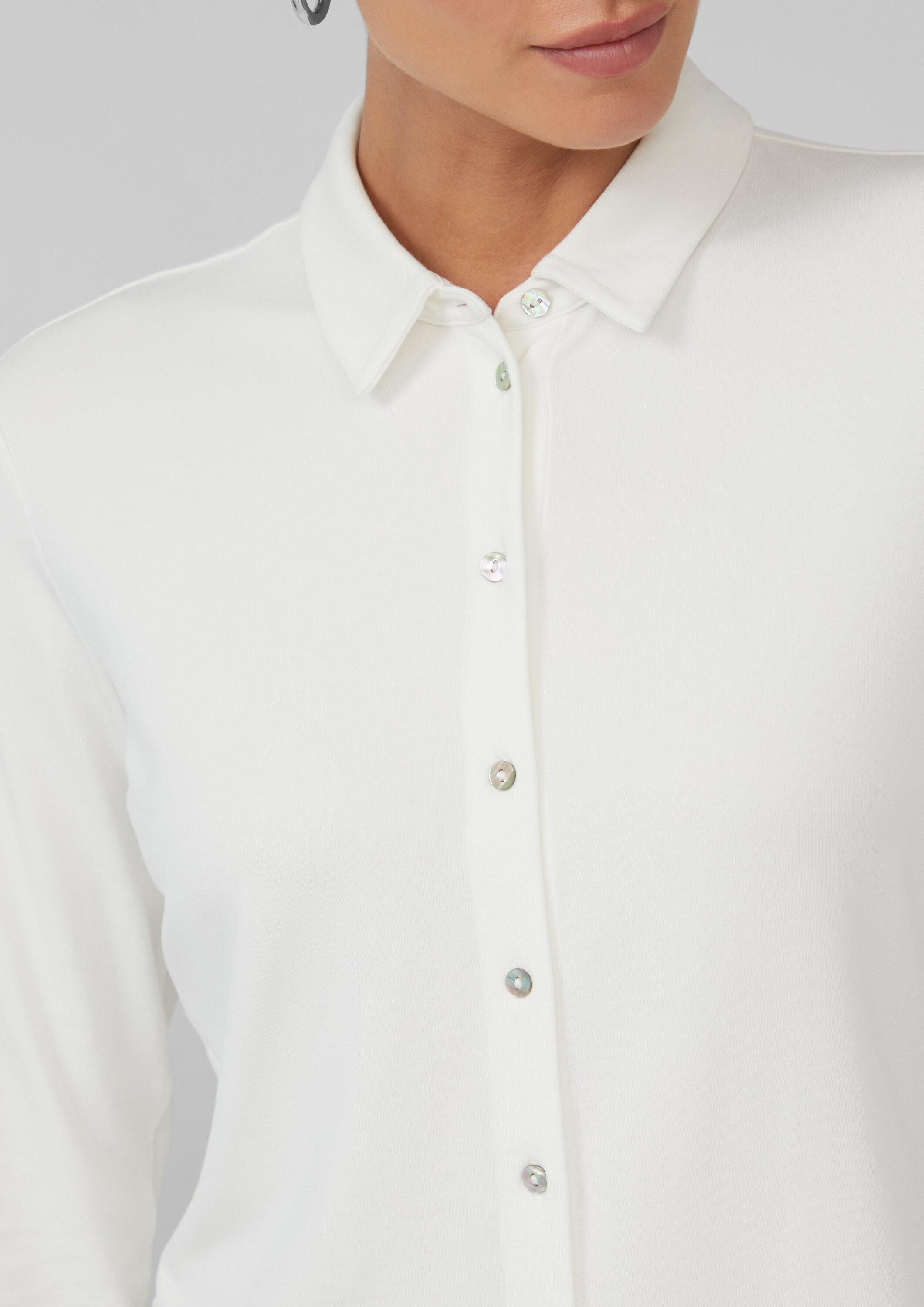 s.Oliver Langarmbluse T-Shirt Jerseybluse mit Perlmuttknöpfen