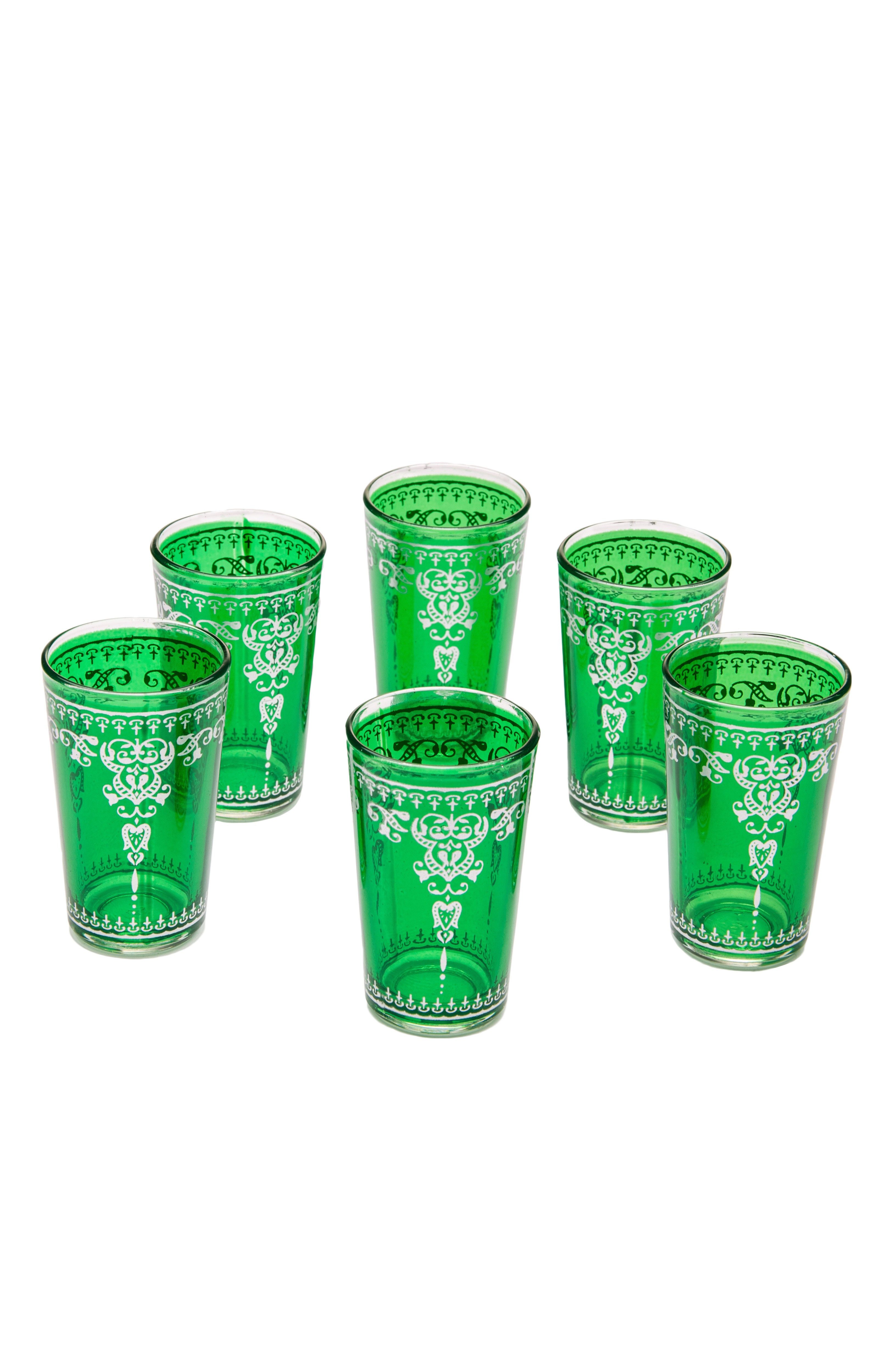 Marrakesch Orient & Mediterran Interior Teeglas 6 Orient Teeglas Andalous Grün - 6er SET, 6-tlg., Glas, Handarbeit