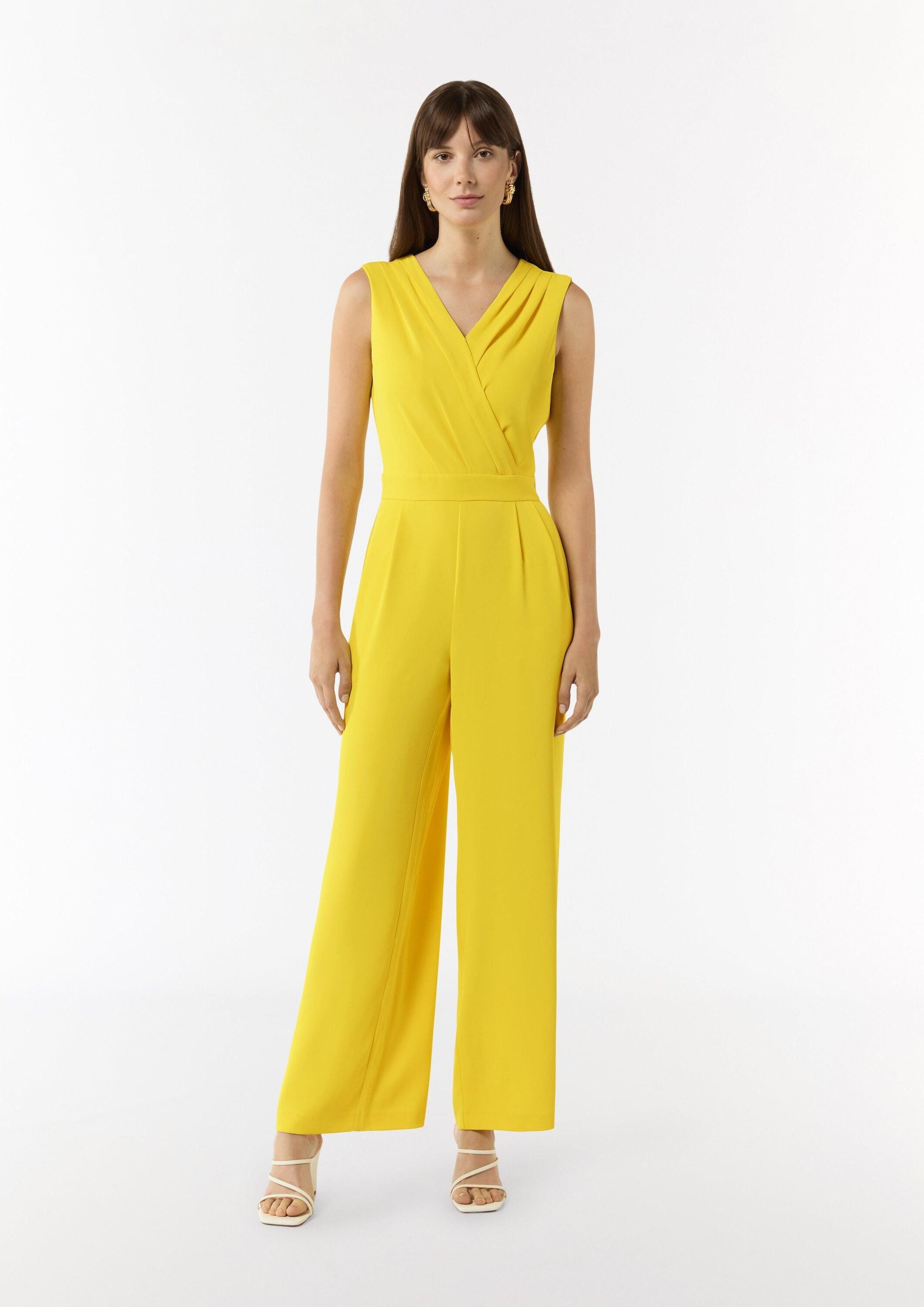 comma Jumpsuit Overall Ärmelloser Jumpsuit mit Faltendetail