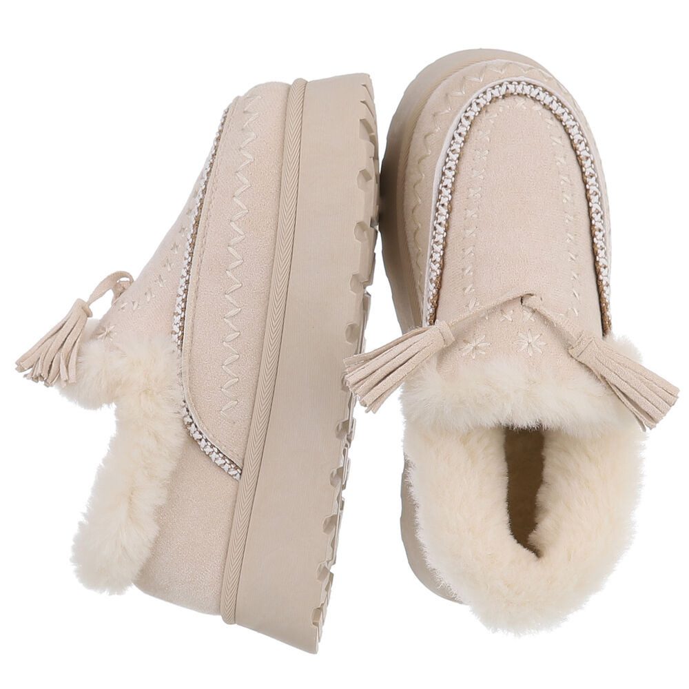 Ital-Design Damen Slipper mit Plateau und Quasten für Freizeitkomfort Snowb günstig online kaufen
