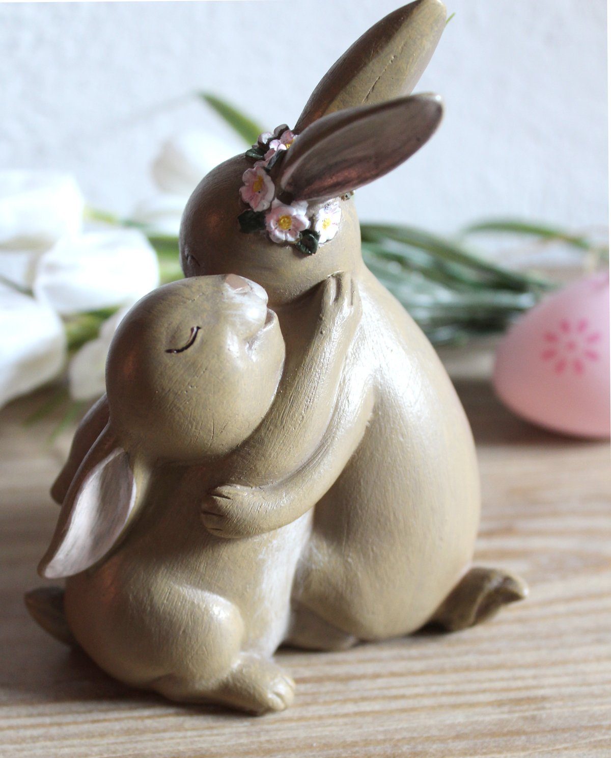 Frühjahr Idee Deko aufstellen Hasenpaar Rosen LB Osterdekoration Tischdeko Dekoschale kaufen 2023 (modern hinstellen Lilienburg Ostern Dekoration Osterschmuck Frühjahrsdeko Osterfigur Figur Osterhase H&F Osterdeko Shabby Geschenk Hase Frühling süß Frühlingsdeko Dekofigur niedlich zum Aufsteller), Paar,