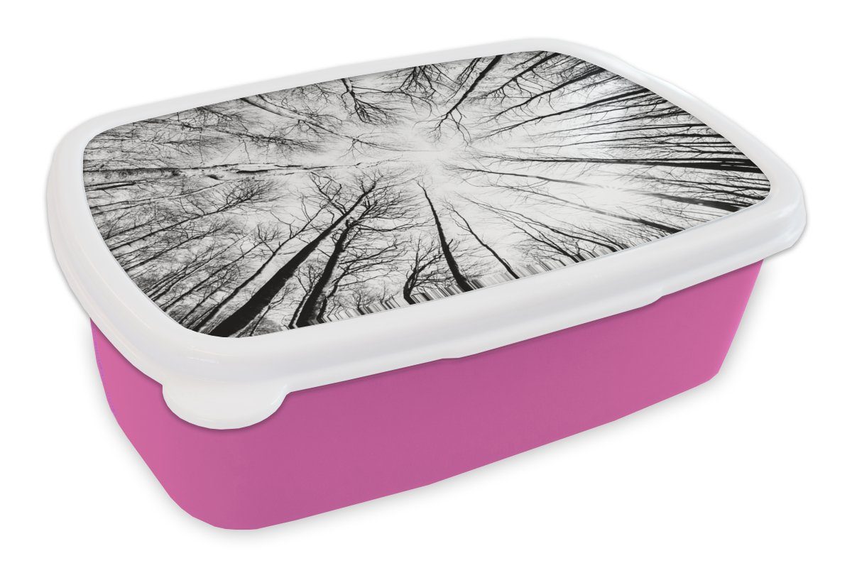 MuchoWow Mädchen, aus Kunststoff Kinder, (2-tlg), Erwachsene, fotografiert, Boden Brotbox Kunststoff, vom Brotdose Lunchbox rosa für Snackbox, Buche