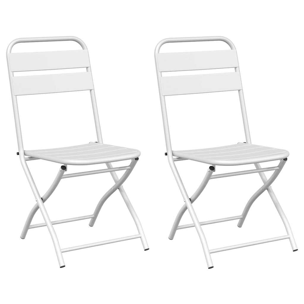 vidaXL Gartenstuhl Garten Klappstuhl 2 pcs Weiß 55 x 56,5 x 91cm Stahl (2 St)