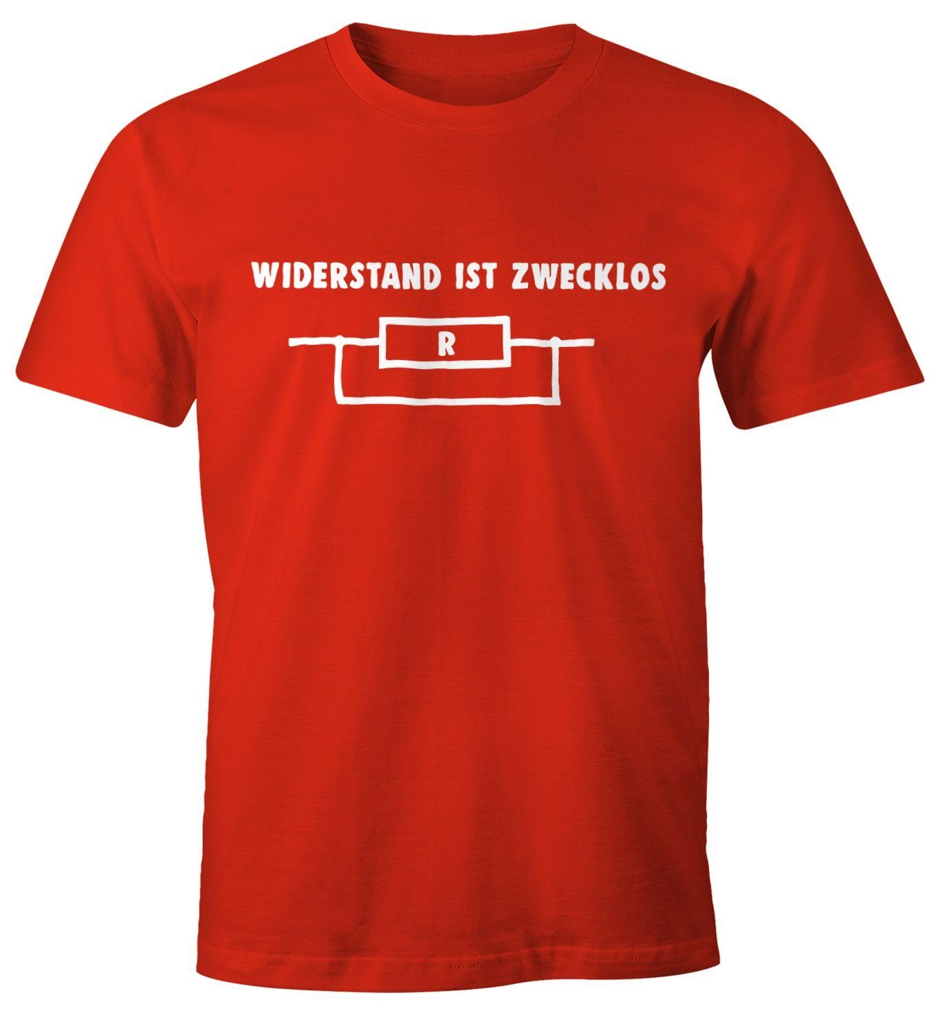 MoonWorks Print-Shirt Widerstand ist zwecklos Shirt Herren T-Shirt Moonworks® mit Print rot