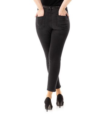 Edwina Eidtmann Slim-fit-Jeans Röhren-Denim mit edlen Schmucknieten