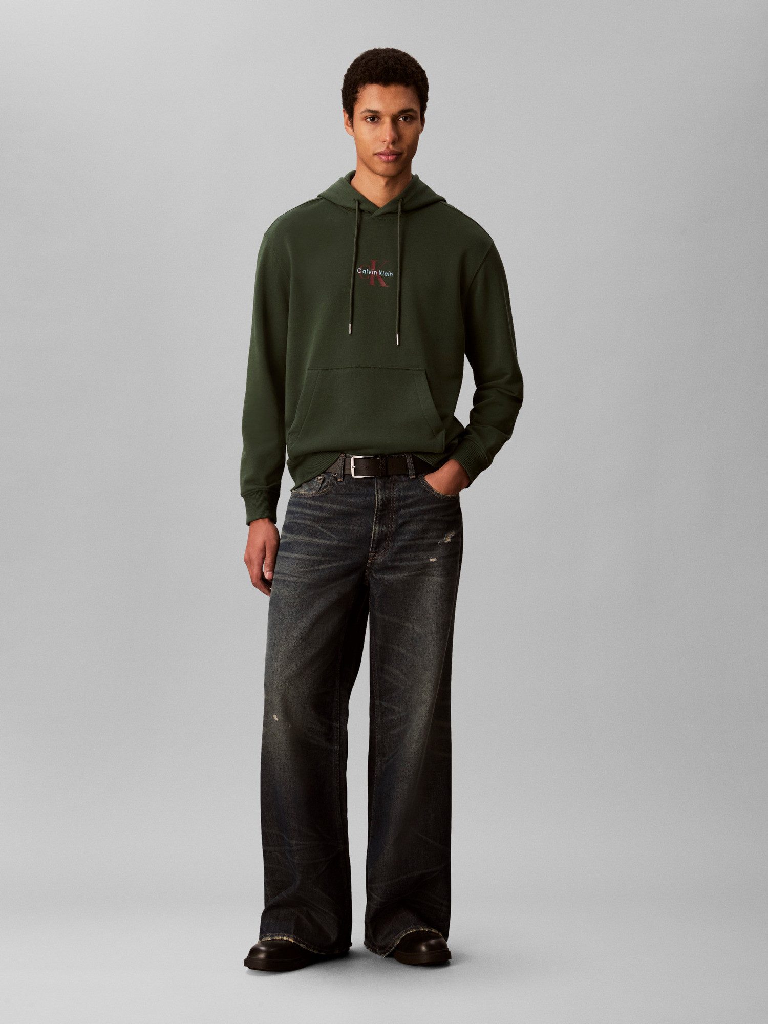 Calvin Klein Jeans Sweatshirt LS EU 350TERRY MICRO MONOLOGO HO Kapuze, regular fit