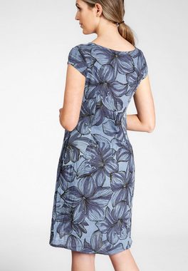 Caspar Sommerkleid SKL038 Damen Sommer Leinenkleid mit Lilien Blüten Print