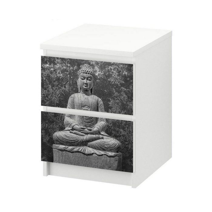 MyMaxxi Möbelfolie MyMaxxi - Klebefolie Möbel kompatibel mit IKEA Malm Kommode - Motiv versteinerte Buddha Statue - Möbelfolie selbstklebend - Dekofolie Tattoo Aufkleber Folie - Kultur Religion Asiatisch