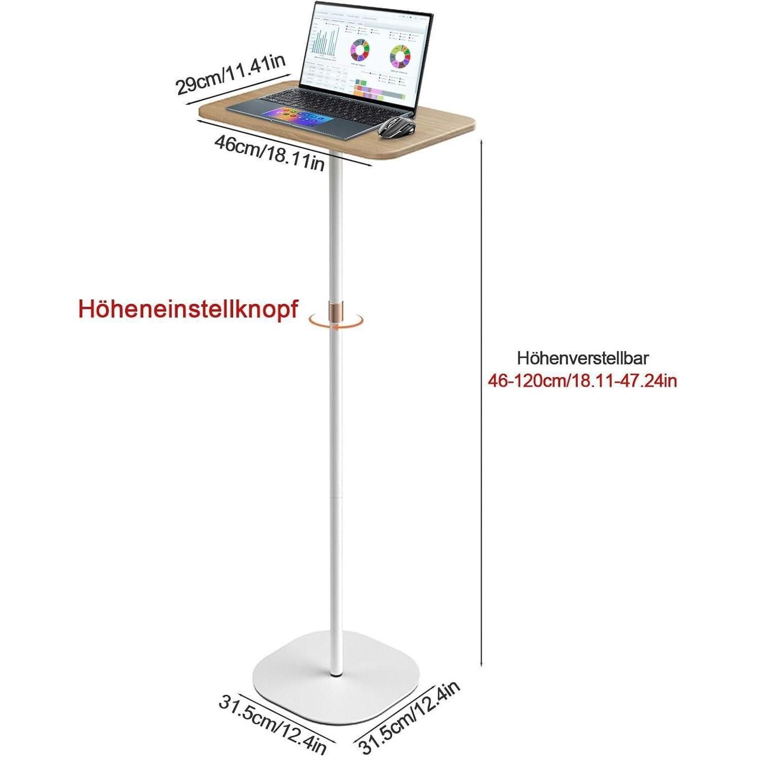 LuxusKollektion Stehpult Stehpult Höhenverstellbar 46-120 cm Weiß Computert günstig online kaufen