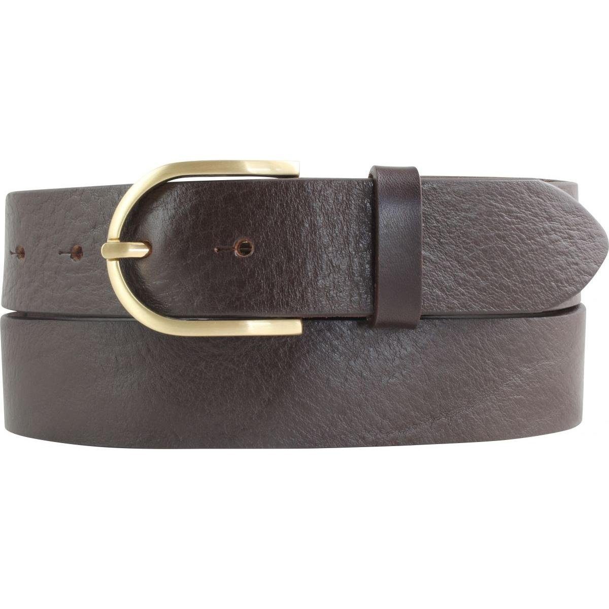 BELTINGER Ledergürtel Damen-Gürtel aus Vollrindleder 3,5 cm - Jeans-Gürtel für Damen 35mm - Braun, Gold