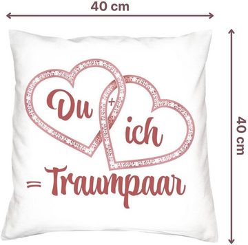 Soreso® Zierkissen Zier-Kissen Weihnachten Valentinstag, Du und Ich, Liebeskissen, (Komplett-Set, Spar-Set, 2 St., 40x40 cm Dekokissen, komplett mit Innenkissen (Füllung), Liebesbeweis für Partner, Langlebiger Druck, Waschechte Farben