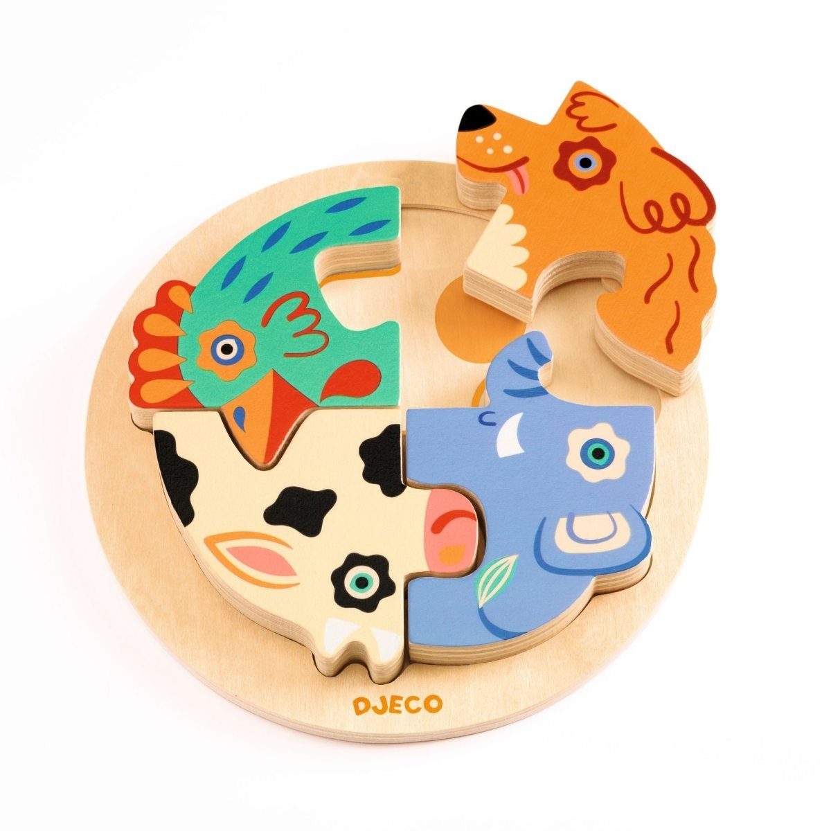 DJECO Puzzle Rundpuzzle Hunde für Kinder, Puzzleteile, Kinderpuzzle
