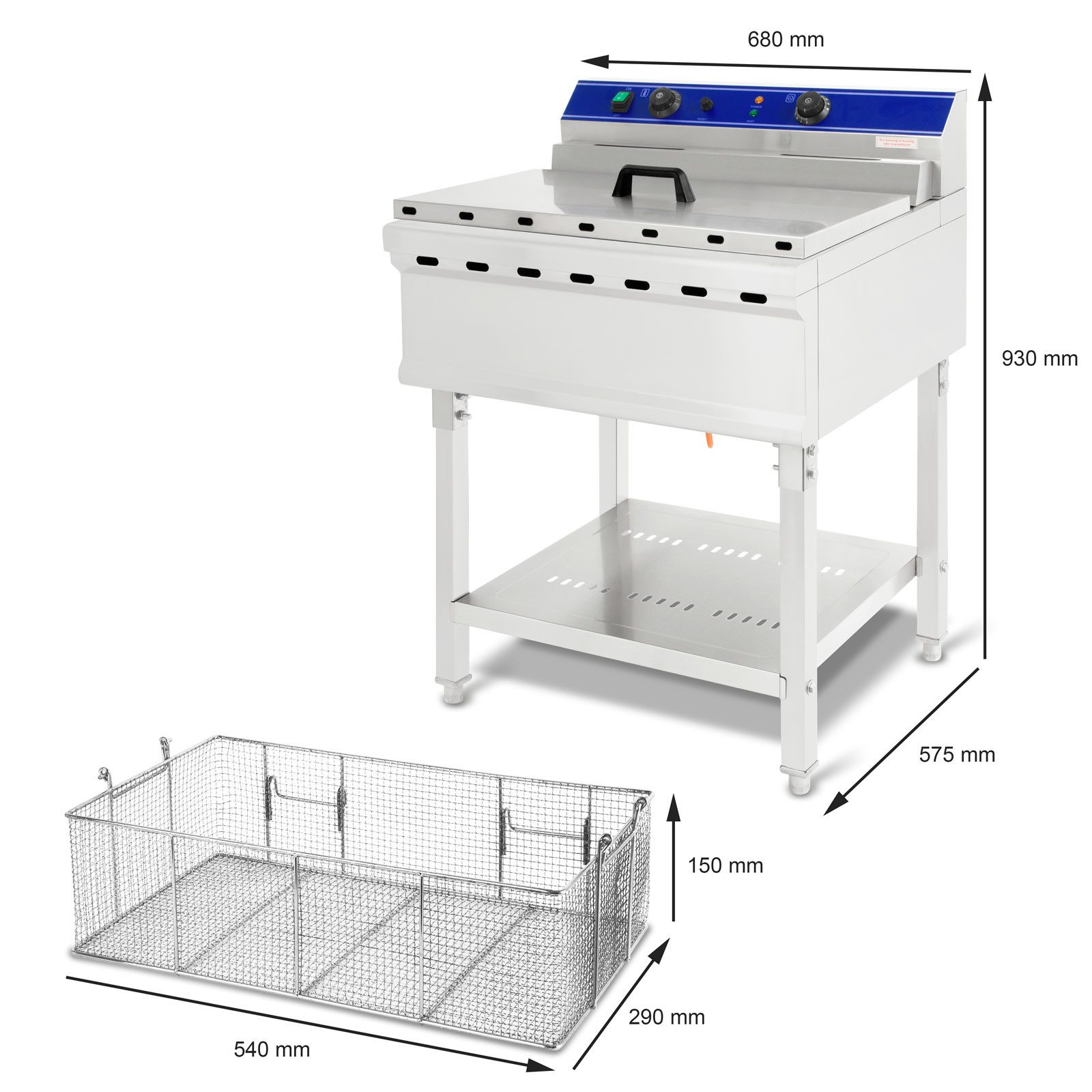 vertes Fritteuse FD5-FRT52-1, 7500 W, 50-200°C, 380V, Kaltzonenprinzip, Profi-Fritteuse mit Untergestell