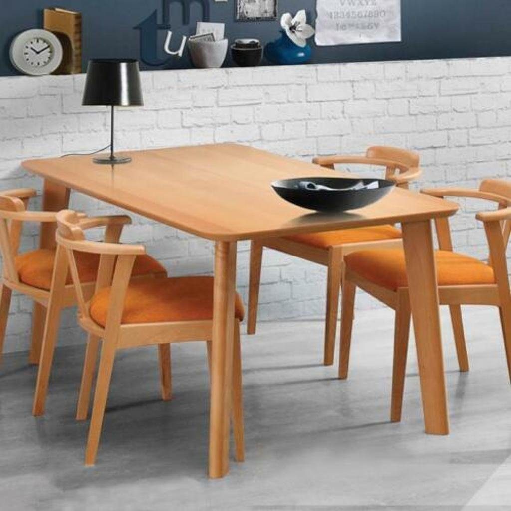 Wohn Set Tisch +4 Esstisch, Garnitur Stühle Ess Holz Lehn Zimmer JVmoebel Design Stuhl