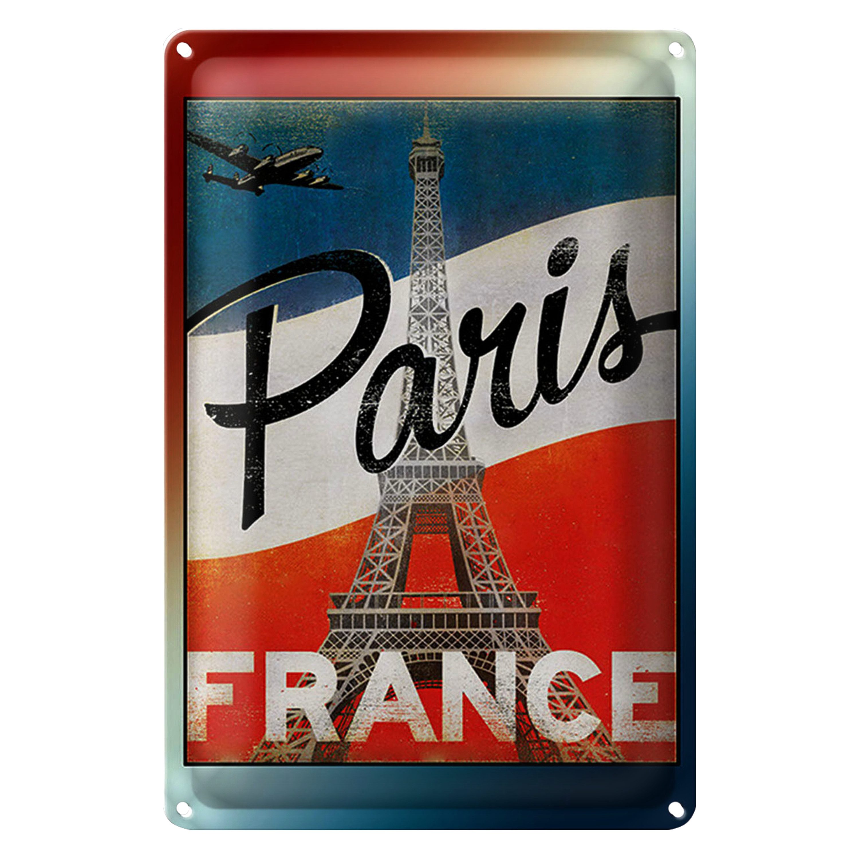 Roomando Metallschild Blechschild Paris 20x30cm Eiffelturm France Wanddeko