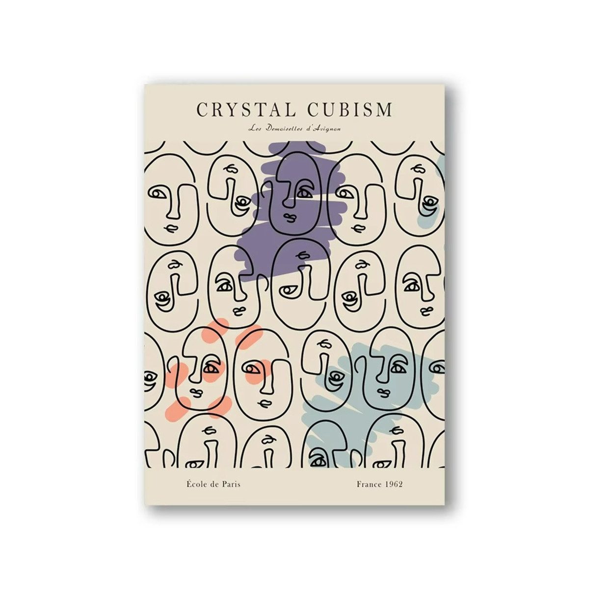 TPFLiving Kunstdruck (OHNE RAHMEN) Poster - Leinwand - Wandbild, Bauhaus Nordische Ästhetik Moderne Abstrakte Architektur Leinwand (Leinwandbild XXL), Farben: Gelb, Orange, Blau, Grau, Rot, Schwarz -Größe: 50x70cm