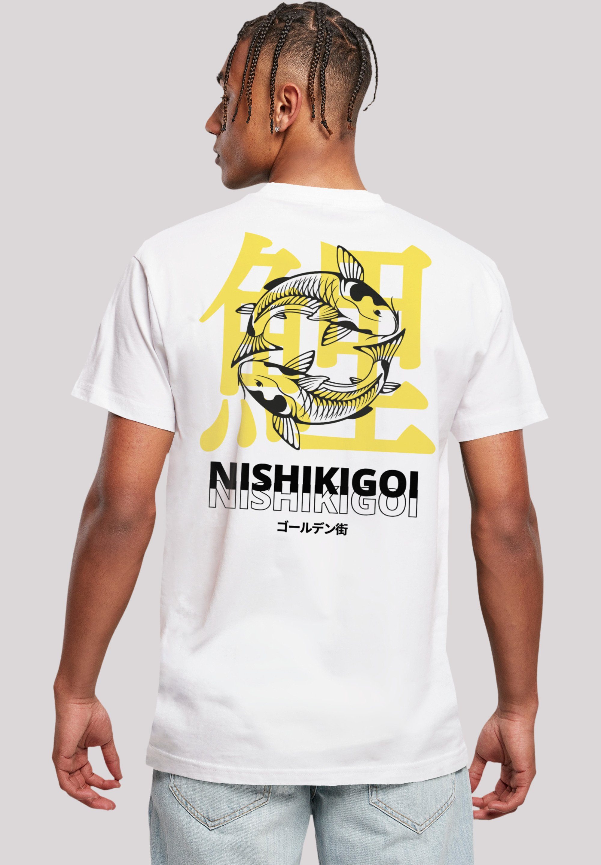 T-Shirt Gai weiß Print Koi F4NT4STIC Golden
