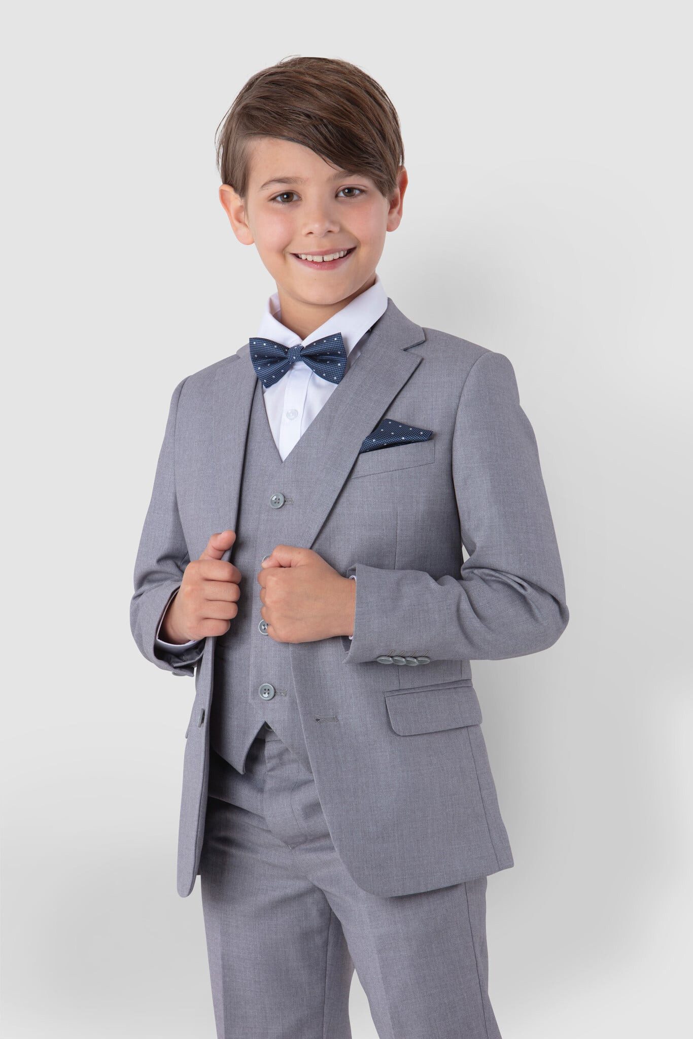SANDER STELLAN Kinderanzug Jungen Anzug Set in Hellgrau, 6-teilig festlich, elegant