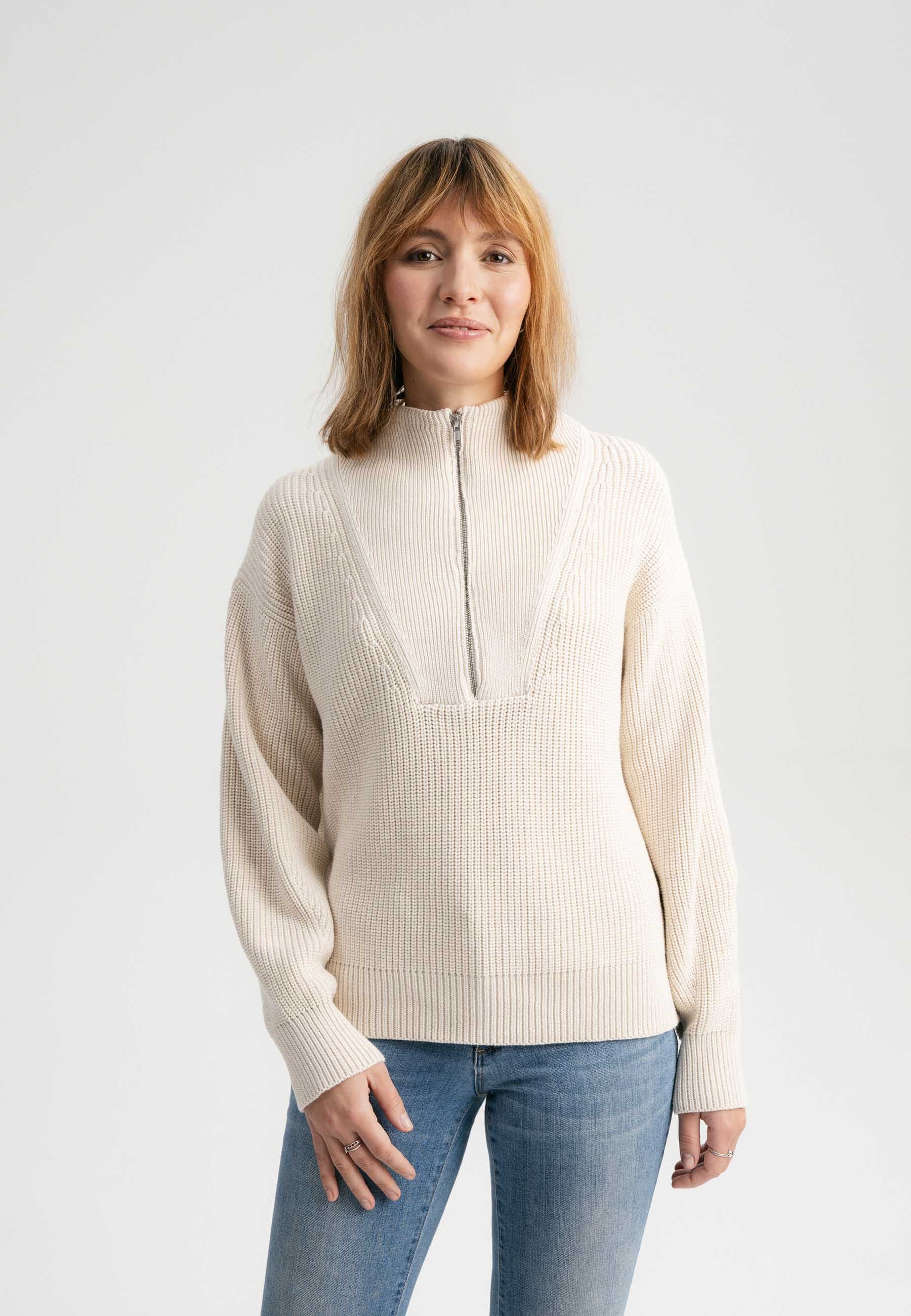 MELA Strickpullover Damen Rippstrick Troyer KIMAYA günstig online kaufen