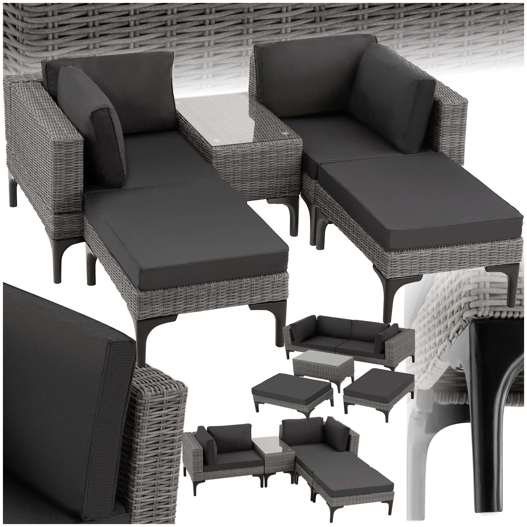 tectake Loungeset Rattan Lounge, (Set, 5-tlg), günstig online kaufen