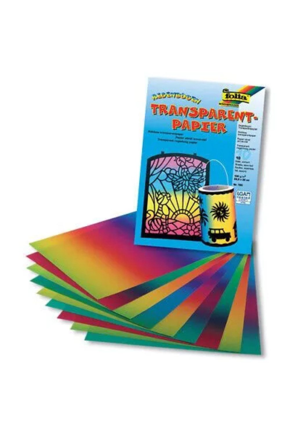 Folia Transparentpapier Regenbogenpapiermappe (ungummiert) 10 Blatt, 22x32cm