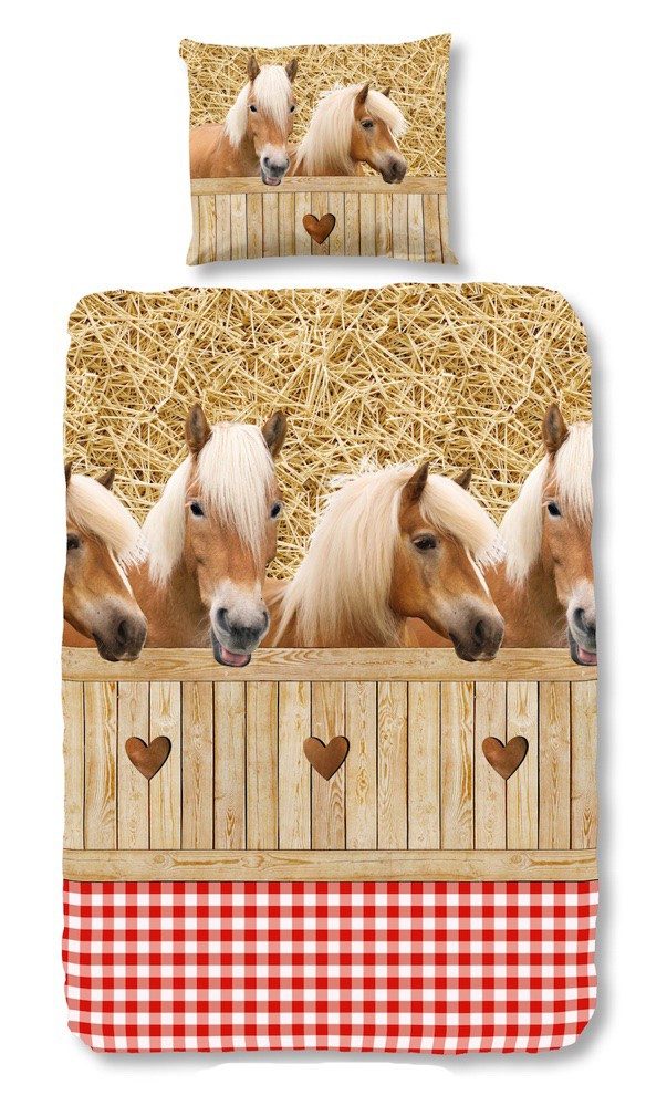 good morning Kinderbettwäsche Horses 5058 Sand, Baumwolle, 2 teilig, Tiermo günstig online kaufen