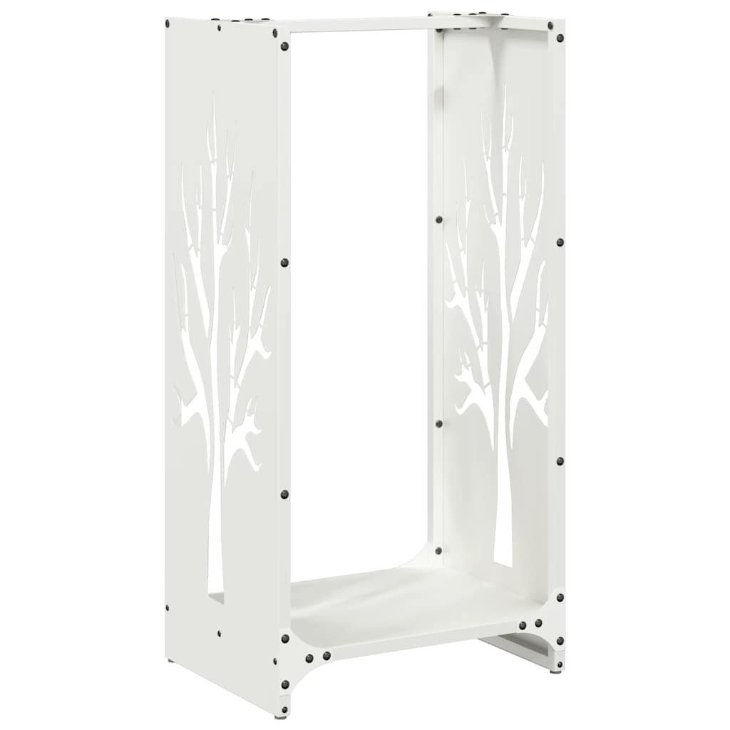 vidaXL Kaminholzregal Brennholzregal Weiß 40x30x80 cm Kaltgewalzter Stahl